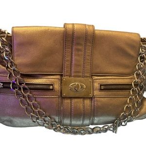 AUTHENTIC LANVIN METALLIC LEATHER SHOULDER BAG
